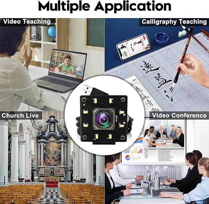 4k USB Camera Autofocus 100 Degree No Distortion Lens Color Night Vision Webcam for Computer UVC USB2.0 Lightburn Cam Plug and Play for Raspberry Pi Linux Mac OS Jetson Nano