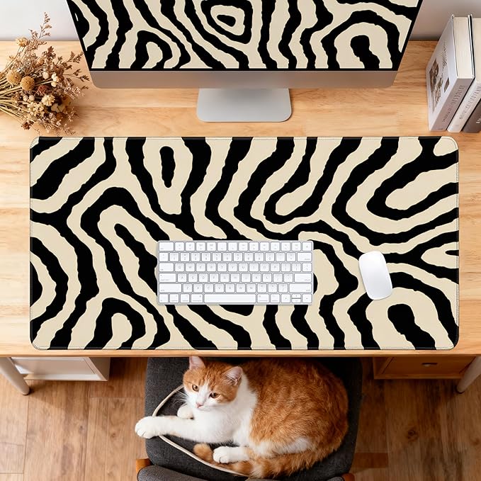 Desk Cover Mat, Gaming Mouse Pad, Computer Laptop Mat Desk Decor for Office Game Home 31.5 X 15.7 Inch (Zebra Print)