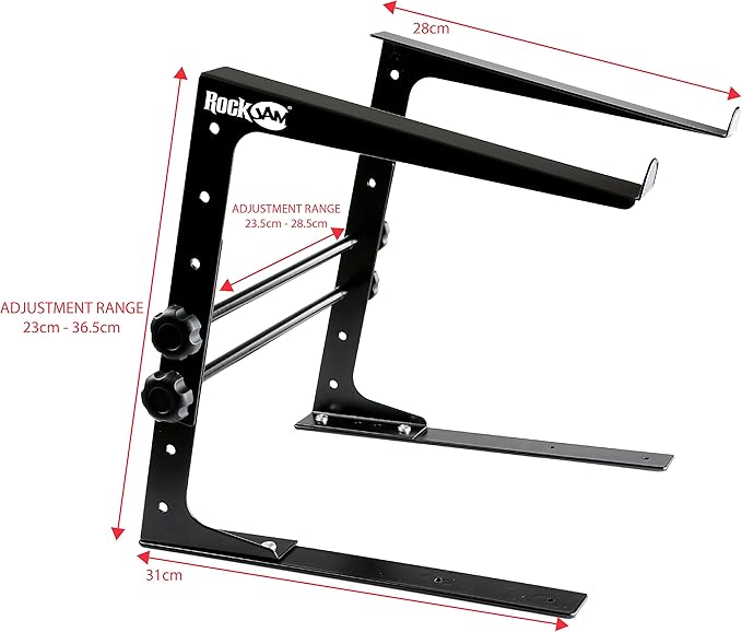 RockJam Portable DJ Laptop Stand with Adjustable Height, Anti-Slip Design, Works For Laptops, Controllers & CD Players
