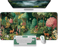 Large Mouse Pad for Desktop, Cute Desk Mat Pad Protector for Work & Gaming, Aesthetic Pretty Anti-Slip Laptop Blotter Cover for Office School Home Supplies, Enchanted Grove, 31.5" x 11.8"