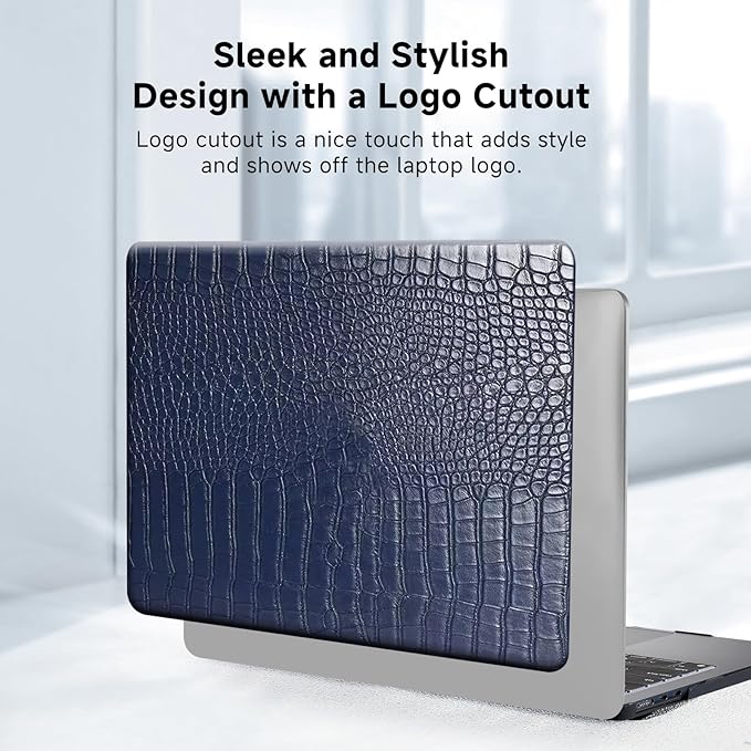 Funut for Crocodile MacBook Air 15 Inch Case 2026 2025 2024 2023 M4 M3 M2 A3241 A3114 A2941, Elegant Luxury Crocodile Leather Plastic Hard Shell Case & Keyboard Cover,Deep Blue
