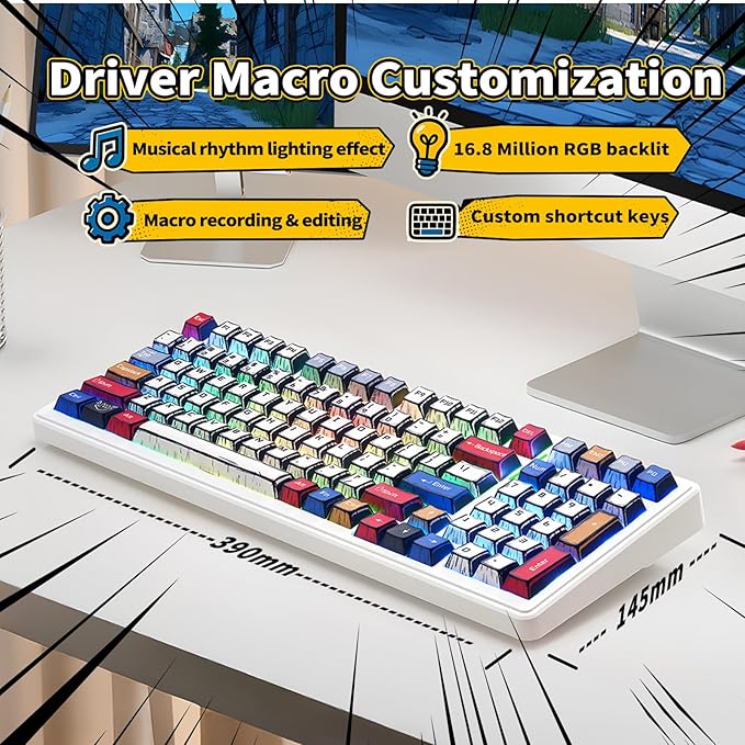 Aula F99 Mechanical Gaming Keyboard, Wireless Creamy Keyboard Hot Swappable Custom Keyboards Rechargeable, Tri-Mode BT5.0/2.4GHz/USB-C, Pre-lubed Linear Switches, RGB Backlit, Gasket Structure