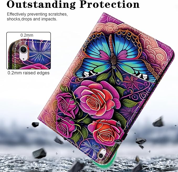 Compatible with iPad Air 11 Inch Case 8th/7th/6th Generation (M4/M3/M2) 2026/2025/2024, for iPad Air 5th/4th Generation Case 10.9 Inch 2022/2020 with Pencil Holder - Colorful Butterfly