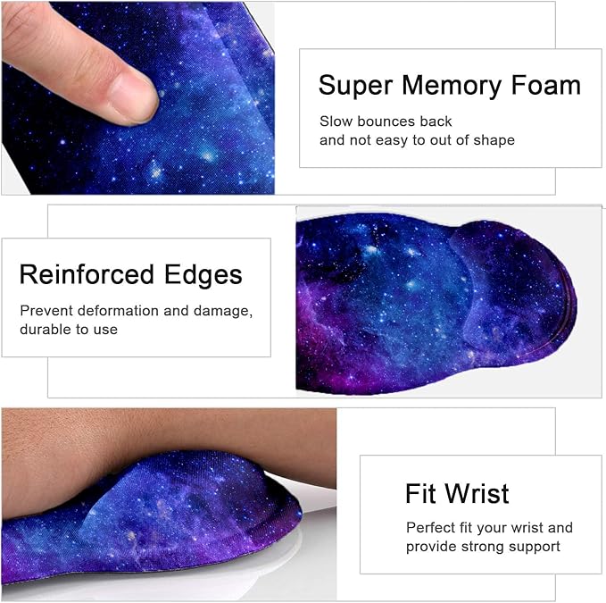 LATEEFAH Mouse Pad with Wrist Rest, Large Mouse Pad, Ergonomic Gaming Desk Pad Keyboard Wrist Rest Set, 4-in-1 Desk Mat Keyboard Mat for Home, Office