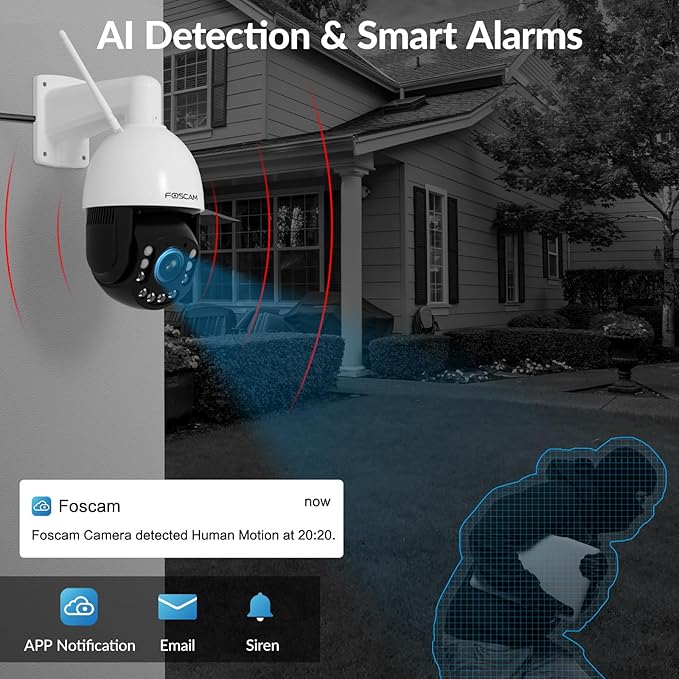 FOSCAM 4MP WiFi PTZ Outdoor Camera, 18X Optical Zoom with Auto Tracking, 2.4/5GHz WiFi Camera for Home Security, Person/Vehicle/Animal Detection, 656ft Night Vision, 350° Pan 90° Tilt, Two-Way Audio