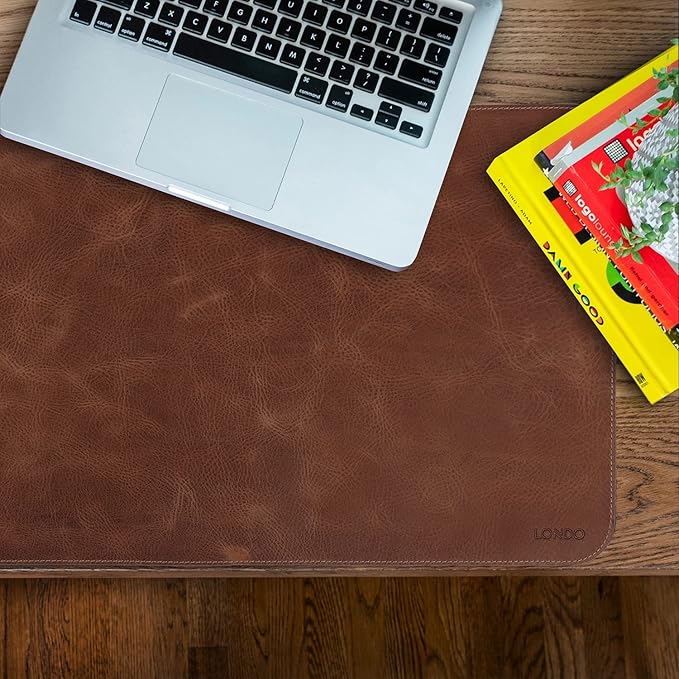 Londo Top Grain Leather Extended Mouse Pad – Large Desk Mat for Office & Gaming, Smooth Writing Surface, Non-Slip Base, Durable & Stylish Workspace Accessory
