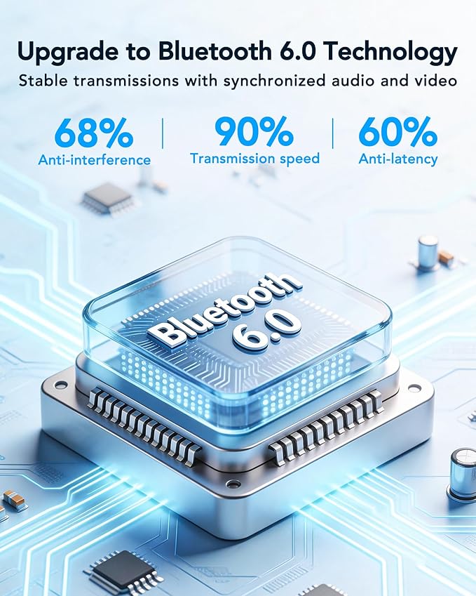 MS110 Wireless Ear Buds,40h Playtime Earbuds with Ai Translation Earbuds Real Time, 6.0 Bluetooth Earbuds,IPX5 Waterproof & Active Noise Cancelling Earphones for Phones/Meeting/Travel/Learning /Sports