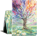 for iPad 9th Generation Case, iPad 8th Generation case, ipad 7th Generation case, for iPad Cases 9th Generation 10.2 inch Multi-Angle View with Adjustable Stand Auto Wake Sleep, Oil Painting Tree