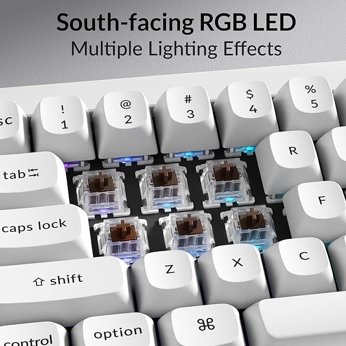 Keychron Q4 Wired Custom Mechanical Keyboard, QMK/VIA Programmable Macro, Full Aluminum, Hot-Swappable Gateron G Pro Brown Switch, 60% Layout Double Gasket Compatible with Mac and Windows - White