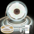 Pandery COB LED Strip Lights Cool White,24V Dimmable led Light Strip KIT with Remote and app Control,6000K 32.8FT/2 * 5m 8mm Wide Ra>90 Cuttable Flexible Strip Lights forBedroom,Wardrobe,Cabinet