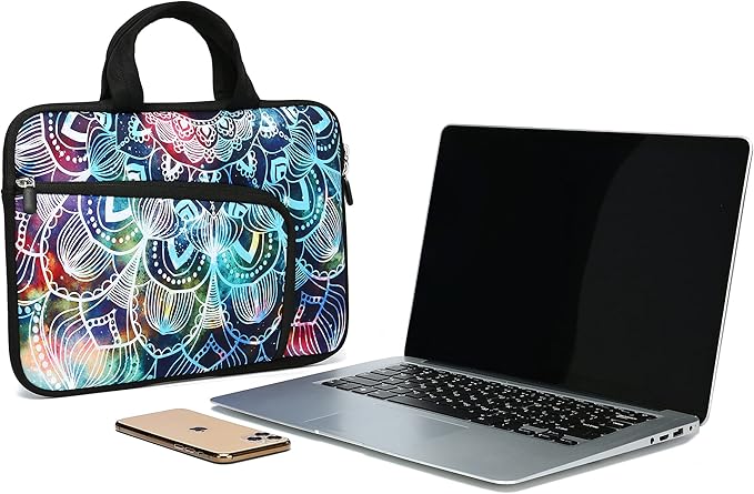 11 11.6 12 12.1 12.5 inches Laptop Sleeve Chromebook Case Ultrabook Case Notebook Sleeve PC Messenger Bag Tablet Case Neoprene Handle Sleeve for Adult Men Women, Two Pockets (Mandala)
