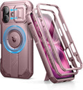 Dexnor for iPhone 16 Case with Slide Camera Cover & Adjustable Kickstand & Built-in Screen Protector,Compatible with MagSafe Shockproof Bumper Cases Heavy-Duty Magnetic Protective Cover,Peony Pink