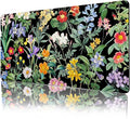 Lokigo Black Flower Desk Mat Floral Plants Mouse Pad, Wildflowers Large Gaming Mousepad Desk Pad, XXL Keyboard MouseMat Full Desktop Mat Women Office Accessories 31.5"x15.7"