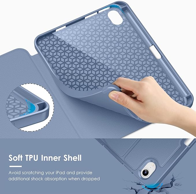VIKESI Case for iPad mini 7 (A17 Pro) and iPad mini 6,Multiple Angles Magnetic Stand Cover,Shockproof Soft Back,Pencil Holder,and Auto Sleep/Wake,Mist Blue
