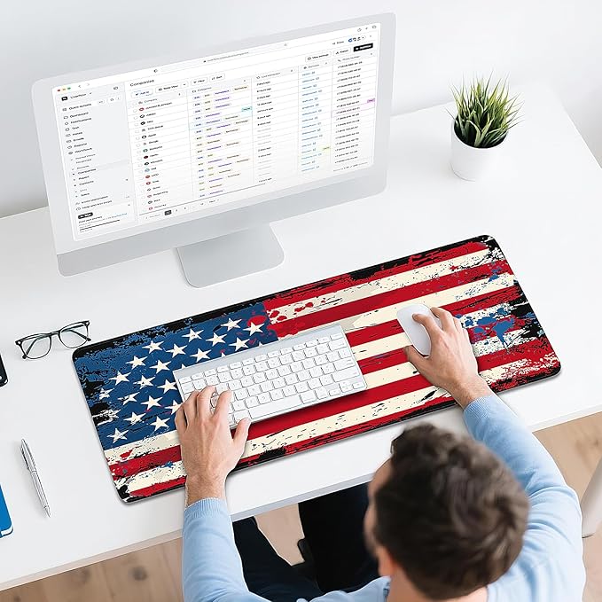 Mouse Pad Gaming - Desk Mat for Keyboard and Mouse - Large Mouse Pad for Desk, American Antique Flag Mousepad (31.5" x 11.8") with Non-Slip Base, Desks Pad Mat for Gaming, Office and Home