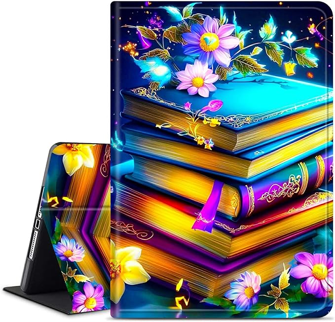 for Amazon Kindle Fire Max 11 (13th Generation, 2023 Release) 11" Tablet Case, Slim Kickstand Stand Leather Smart Cover with Auto Wake/Sleep, Blue Book Flower