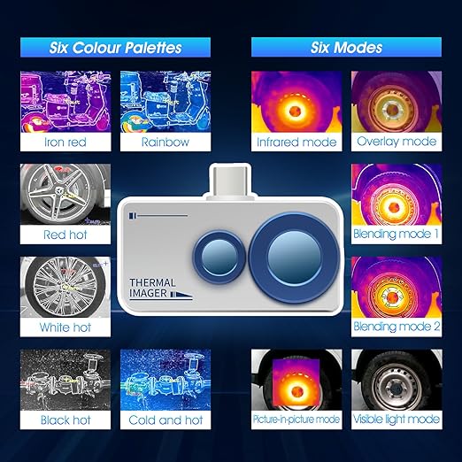Dual-Spectrum Thermal Camera, Thermal Imaging with 640x480 Visible Light Resolution Thermal Imaging Camera for Android, Intelligent Analysis with APP Multifunctional Handheld Infrared Heat Camera