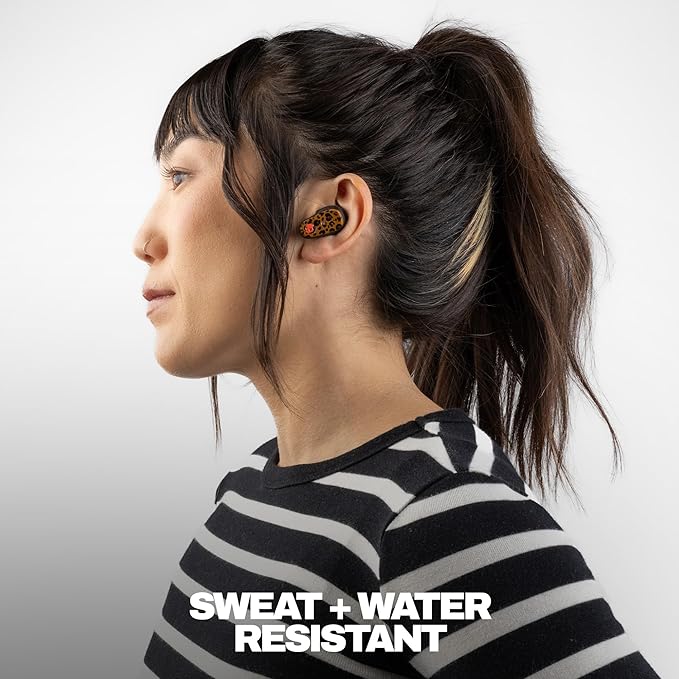 Skullcandy Method 360 ANC Wireless Earbuds, Sound by Bose, Bluetooth Headphones, Premium Noise Cancelling, Up to 40 Hrs Battery, Sweat and Water Resistant, Microphone for iPhone Android - Leopard