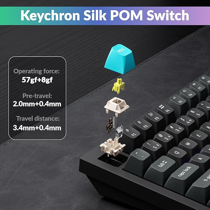 Keychron Q1 Ultra 8K 75% Wireless Mechanical Keyboard, Aluminum Hot-Swappable RGB, Banana Switch, 82 Keys, 600h Battery Life, 2.4GHz/Bluetooth/Wired, ZMK Programmable, Mac Windows Linux – Black