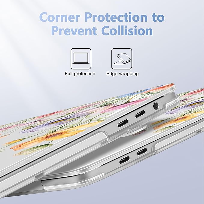 May Chen for MacBook Pro 16 inch A2141 2020 2019 Release, Screen Protector & Keyboard Cover Plastic Soft-Touch Case for MacBook Pro 16-inch with Touch Bar & Touch ID - Watercolor Wild Flowers
