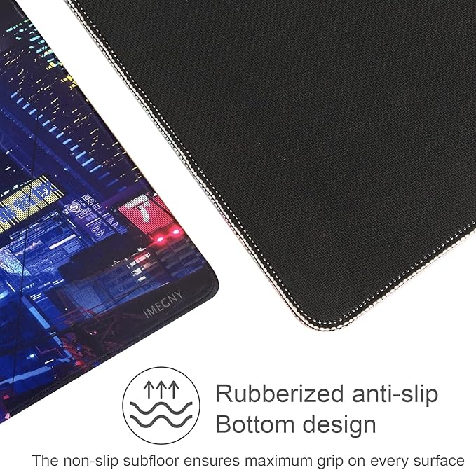 Extended Gaming Mouse Pad, Portable Mat for Keyboard & Mouse with Stitched Edges + Non-Slip Rubber Base (90x40 colorfulcity002)