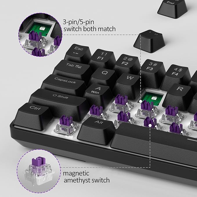 MageGee 60% Rapid Trigger Gaming Keyboard, Hall Effect Magnetic Switch, Actuation Point Adjustable, Hot Swappable RGB Backlit Wired Keyboard with Arrow Keys for Win/PC/MAC, Black