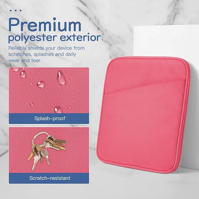 Dadanism 8-9 Inch Tablet Sleeve Bag Carrying Case for iPad mini 7th/6th 8.3", iPad mini 7.9", Galaxy Tab A7 Lite/A9 8.7", ‎Remarkable Paper Pro Move 7.3" 2025, Tab M8 8", Tab M9 9", Watermelon Pink