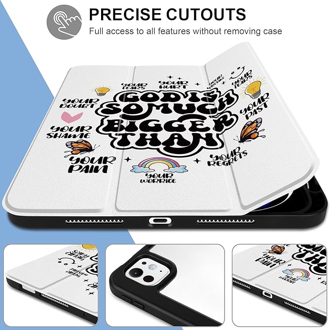 Case for iPad Pro 13 inch (M5) 2025 (M4) 2024 Release with Pencil Holder -Creative Inspiring Design Trifold Cover with Soft TPU Bumper Clear Back Auto Sleep/Wake for Students, Creative slogans