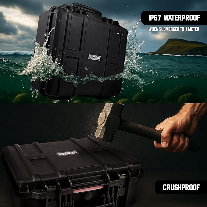 Durabox All Weather Hard Case 19 x 17 x 8” - TSA Approved Hard Shell Travel Case with Customizable Foam for Cameras, Lenses, Laptops, Electronics, Guns, Pistols and Other Gear
