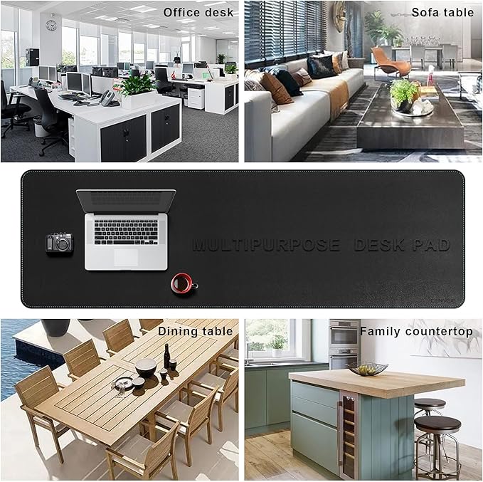 CENNBIE Leather Desk Mat Large, 71" x 19.6" Desk Pad Blotter Protector, Extended Non-Slip Mouse Pad, Waterproof PU Leather Large Mouse pad for Desk Office and Home (Black)