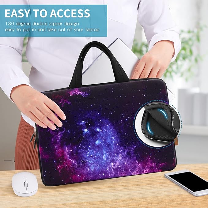 ICOLOR 11 11.6 12 12.1 12.5 inch Laptop Carrying Bag Chromebook Case Notebook Ultrabook Bag Tablet Cover Neoprene Laptop Sleeve case chromebook Sleeve with Handle Kids Boys Girls Blue Galaxy