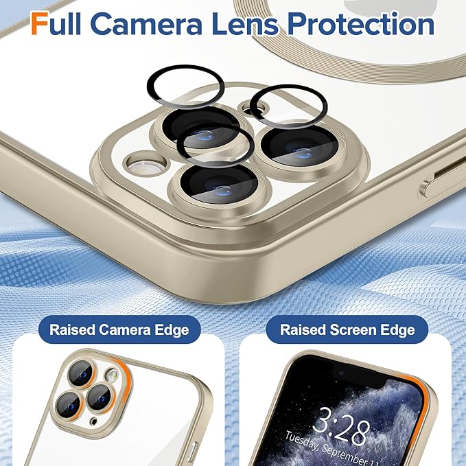 Hython Magnetic Clear for iPhone 11 Pro Max Case with Camera Lens Protector [Compatible with MagSafe] Plating Edge Slim Soft TPU Cover Protective Phone Case for iPhone 11 Pro Max 6.5", Matte Gray