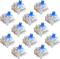 Zhouwang 10PCS Crystal Blue Clicky Mechanical Keyboard Switches,3-Pin Hot-Swappable Pre-Lubricated Switches,Crisp Click Sound,for Gaming Keyboards & 3D Print Accessories