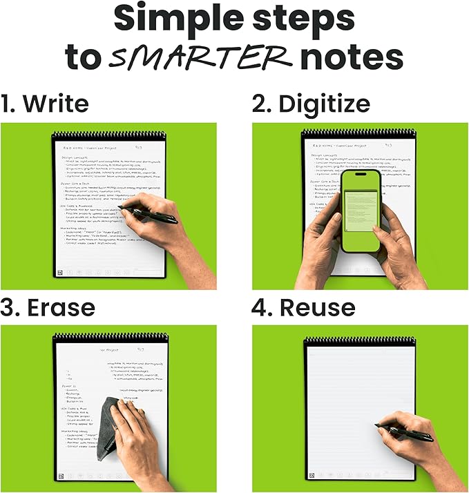 Rocketbook Flip - with 1 Pilot Frixion Pen & 1 Microfiber Cloth Included - Gray Cover, Letter Size (8.5" x 11")