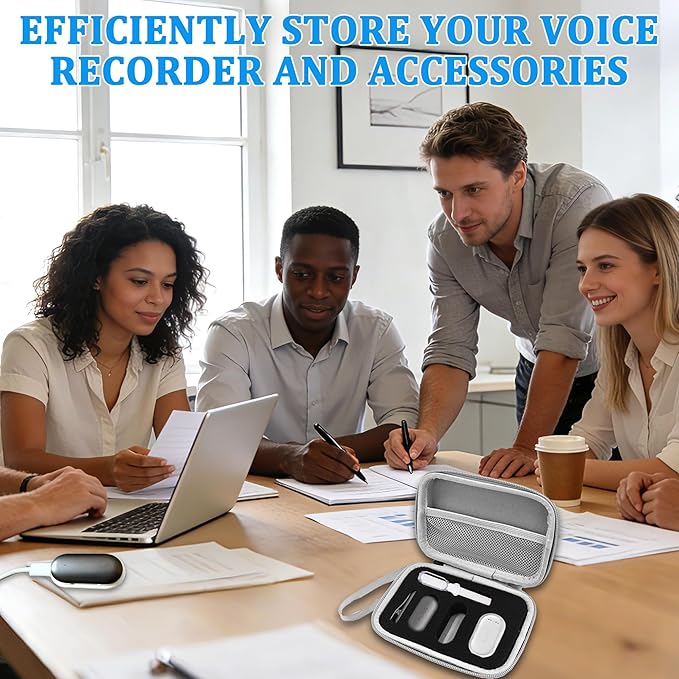 Protective Case for PLAUD NotePin Voice Recorder - Custom Fit Foam Holds All Accessories, Waterproof & Shockproof (Case Only) (Silver)