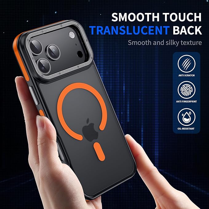 for iPhone 17 Pro Max case with Camera Lens Protector[10Ft Military-Grade Protection] Compatible with fit MagSafe Shockproof Slim Thin Cover case for iPhone 17 Pro Max 6.9 inch, Orange Bumper