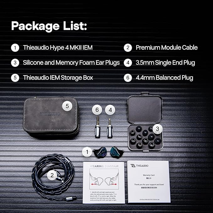 Linsoul THIEAUDIO HYPE 4 MKII 2DD + 4BA Hybird In Ear Monitor,HiFi Wired IEM Earphones,Engaging & Studio Neutral Tuning,CNC Aluminum Gaming Earbuds with 3.5/4.4mm Modular Cable for Musician Audiophile