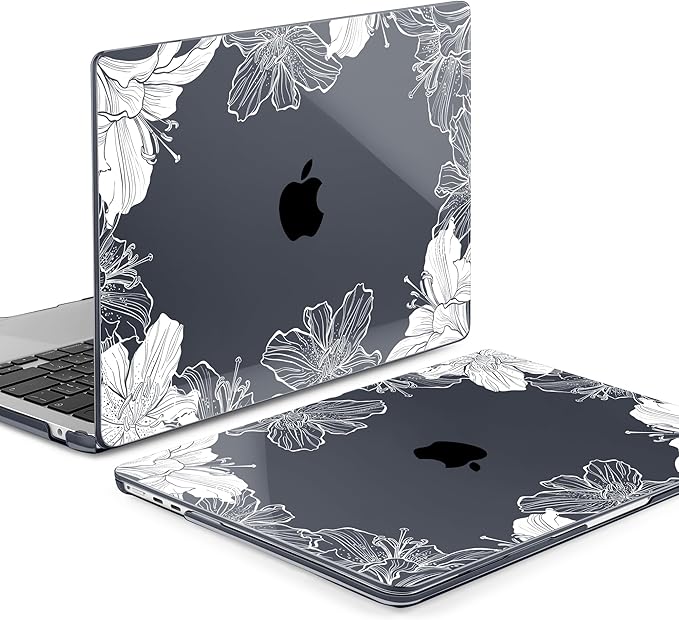 MEEgoodo Case for M5/M4/M3/M2 MacBook Air 15 inch Case 2026 2025 2024 2023, Laptop Shell Fit Model (A3448/A3241/A3114/A2941) for MacBook Air 15.3-inch, Lily Floral