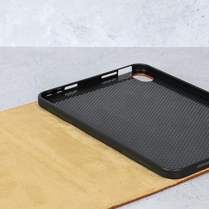 Casemade Real Leather Case Compatible with iPad mini 7 (A17 Pro) / 6th Gen (2021) - Full-Grain Leather Cover, Auto Sleep/Wake, Dual Stand Position (Tan)