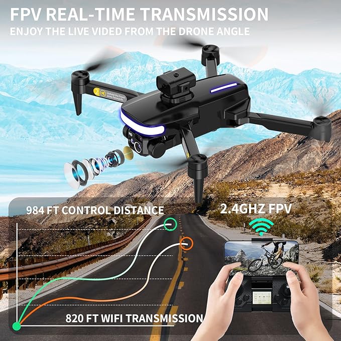 OBEST Mini Drone with Camera,P14 - WiFi VR RC Drone,HD 4K Foldable,2 Batteries, 90° Adjustable Lens,One Key Take Off/Land,Intelligent 360° Obstacle Avoidance,Carrying Case,RC Quadcopter