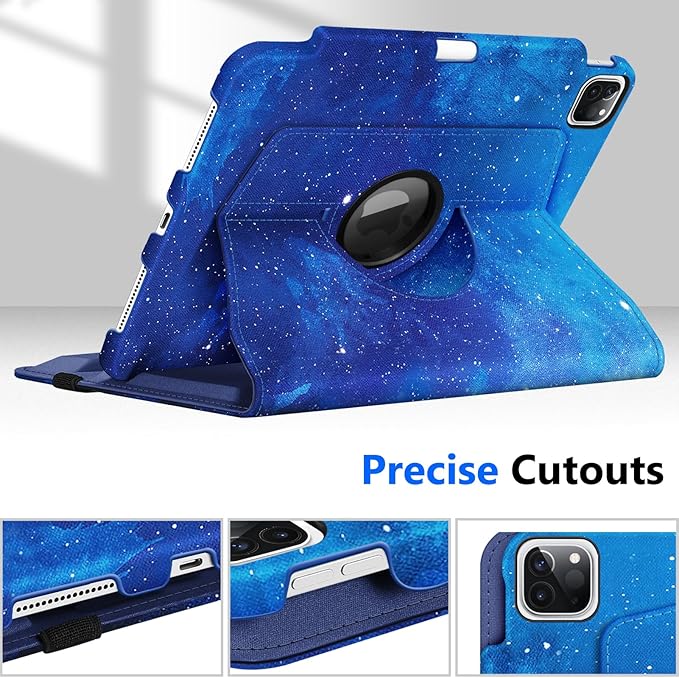 Fintie Rotating Case for iPad Pro 11-inch (4th / 3rd Generation) 2022/2021-360 Degree Swiveling Stand Cover w/Pencil Holder, Auto Sleep/Wake, Also Fit iPad Pro 11" 2nd/1st Gen, Starry Sky