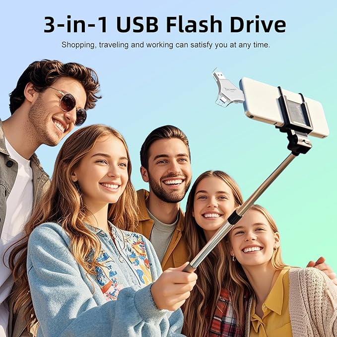 MFi Certified USB 3.0 Flash Drive 256GB for iPhone, 3in1 External Memory Photo Keeper Storage Stick for Picture/Video/Data Saver/Backup, High Speed Thumb/Jump/Hard Drives for iPhone/iPad/Android/PC
