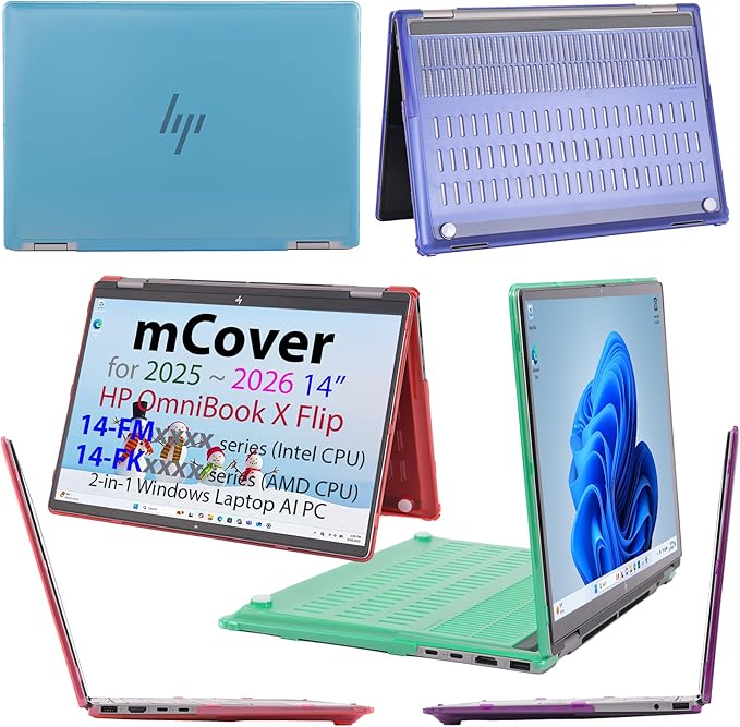 mCover Hard Case ONLY Compatible for 2025+ 14" HP OmniBook X Flip 14-FMxxxx 14-FKxxxx 2-in-1 (with 360° Hinge) Windows Laptop (NOT Fitting Any Other HP Models)- Pink