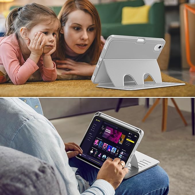 VIKESI Case for iPad mini 7 (A17 Pro) and iPad mini 6,Multiple Angles Magnetic Stand Cover,Shockproof Soft Back,Pencil Holder,and Auto Sleep/Wake,Gray