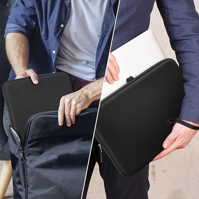FINPAC Hard Laptop Sleeve with Accessory Pouch Compatible with 15.3 inch MacBook Air M5/M4/M3/M2 (2026-2023), 16.2 inch MacBook Pro M5/M4/M3/M2 Pro/Max, Waterproof Case for Surface Laptop/Book, Black