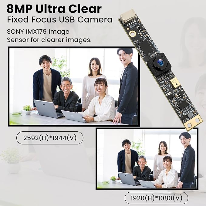SVPRO 8MP USB Camera Module with Microphone Wide Angle Computer Camera Fixed Focus 4K Lightburn Camera for Laser Engraver Embedded UVC Webcam Board Small Security Camera for PC,Raspberry Pi