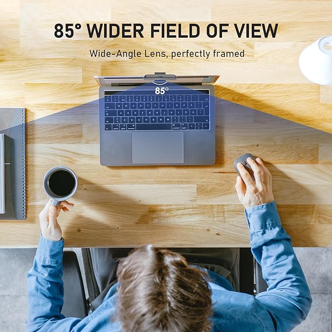 saylas 4K Webcam with 4 Noise Cancellation Microphone, W8GS Web Cam, Privacy Cover, 85° FOV, Plug & Play Web Streaming Camera for Computer, USB Webcam for Pc, Laptop, Desktop, Mac