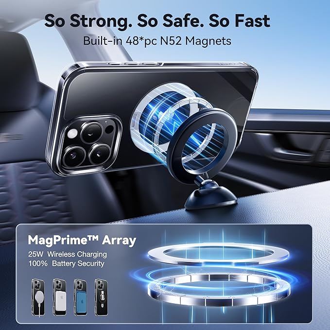 CASEKOO Ultra Magnetic Stand for iPhone 16 Pro Case Clear [Compatible with MagSafe] [16FT Military-Grade Protection] Transparent Slim Phone Ring 16 Pro Phone Cover 6.3 inch, Clear