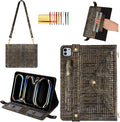 Handbag Case for iPad Pro 11" 2025 M5/2024 M4 - Techcircle Vintage Pattern Crossbody PU Leather Folio Envelope Pocket Stand Cover w/Hand Strap+Shoulder Strap+Pencil Holder+Card Slots, Retro Bronze
