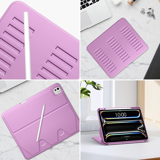VIKESI Case for iPad iPad Pro 13-inch M5 or M4 Released in 2025 or 2024,Multiple Angles Magnetic Stand Cover,Shockproof Soft Back,Pencil Holder,and Auto Sleep/Wake,Purple
